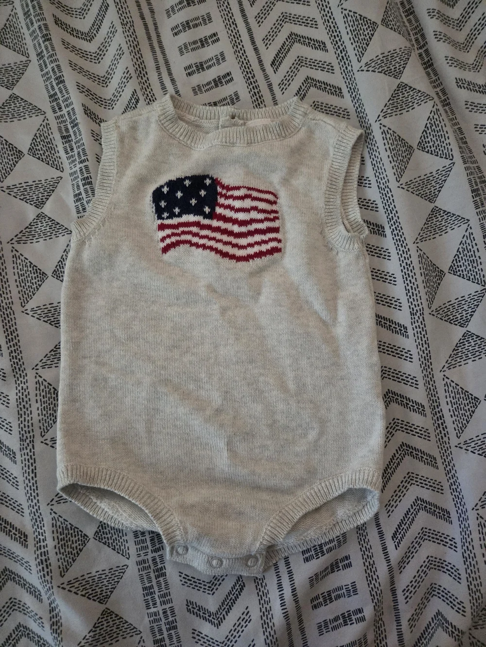 Baby Knit Onesie with American Flag